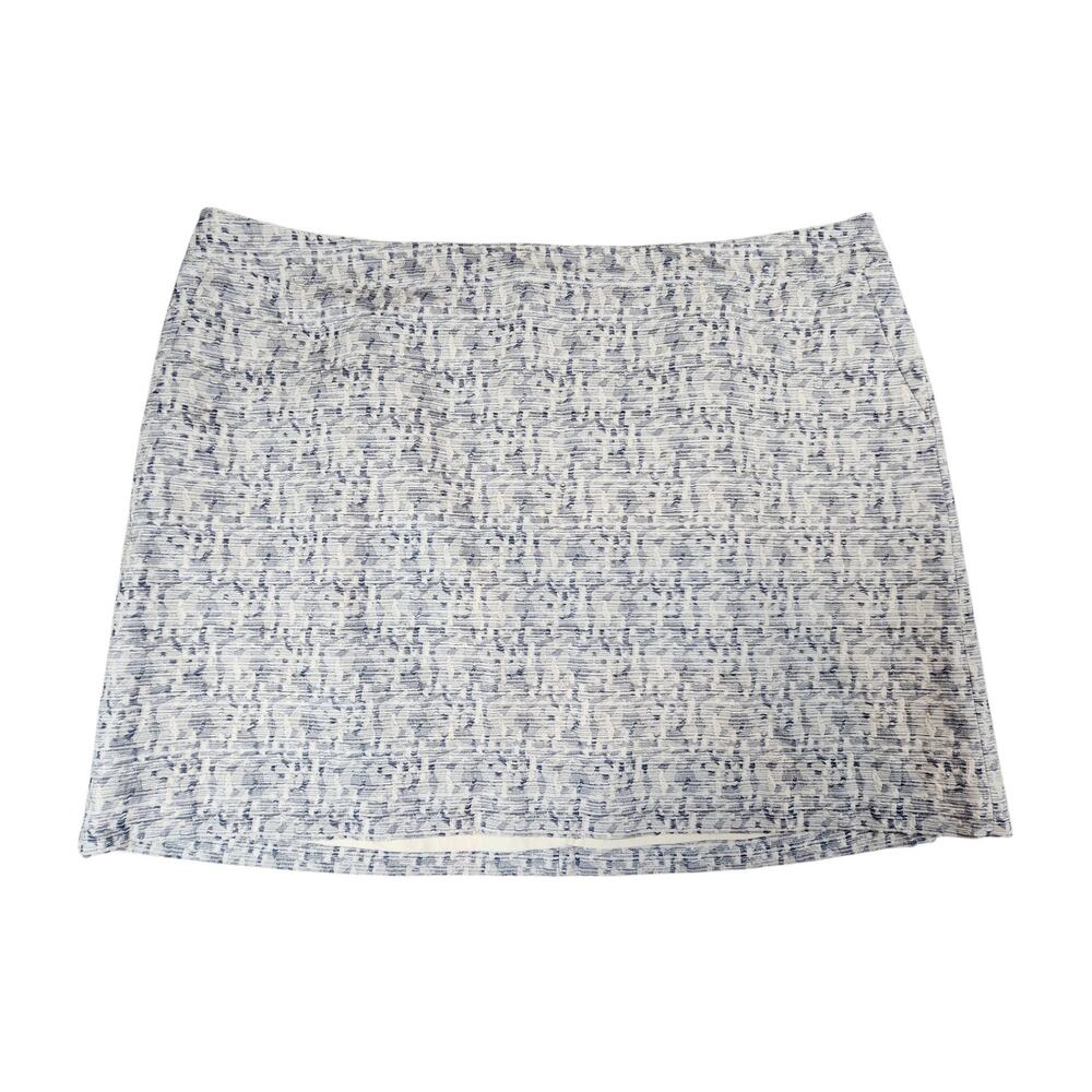 LOFT Plus Size 24 Blue White Textured Pencil Skirt Lined Career Office business